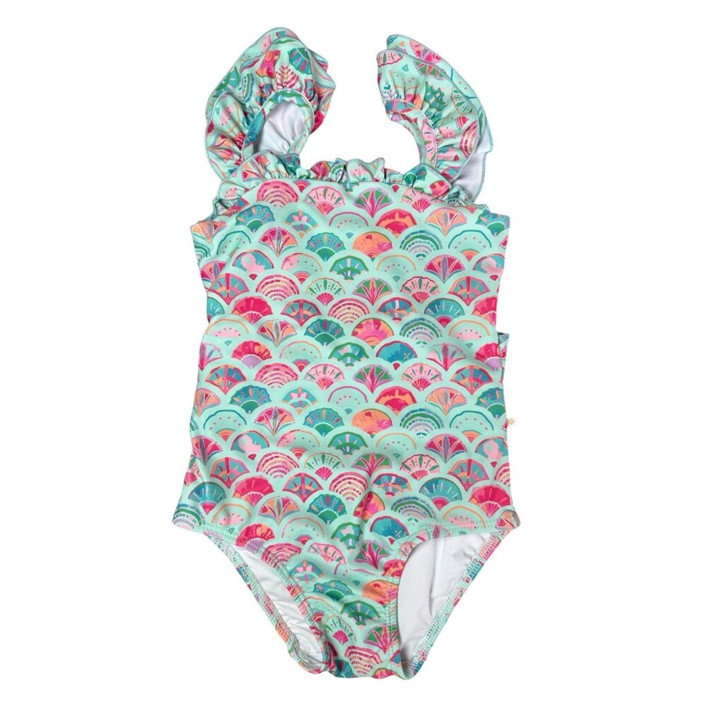 SweetHoney Girls Floral One Piece Swimsuit Seashell Beach Theme Size 4T